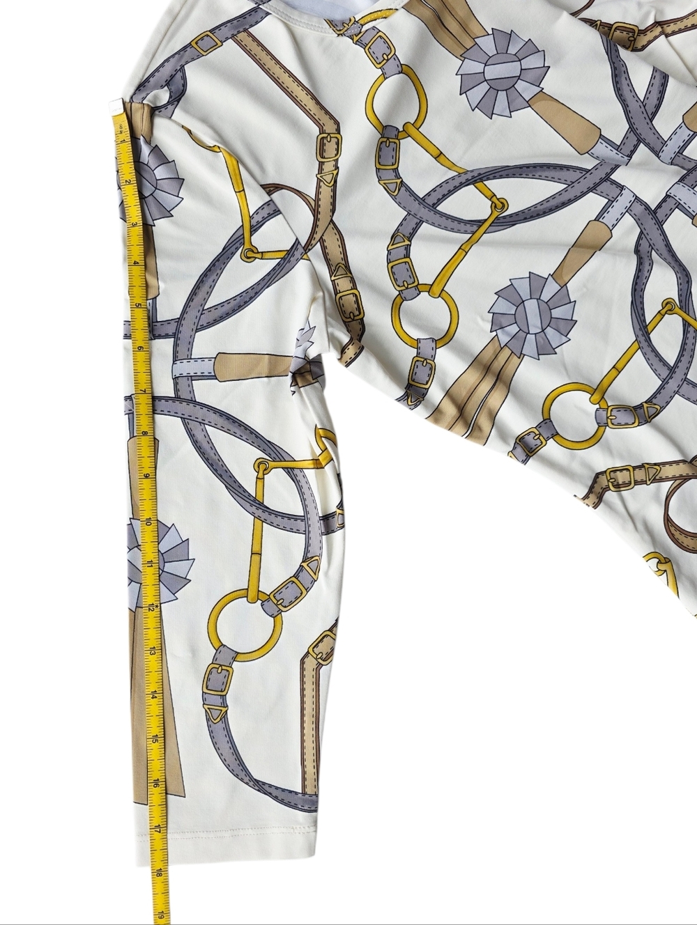 J. McLaughlin White Chain, Rope & Tassel Print Long Sleeve Top - Picture 6 of 8